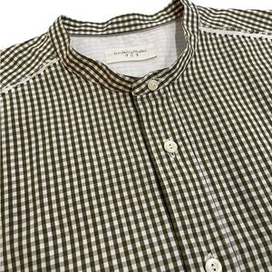 Tintoria Mattei Plaid Check Button Front Slim Fit Shirt SZ 43 17 Brown White